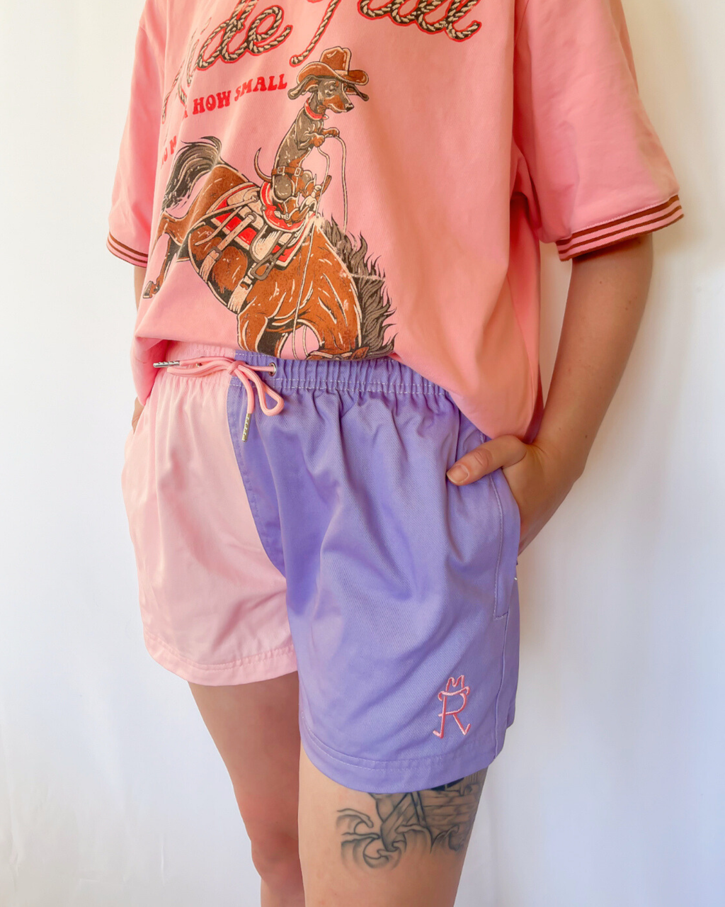 Pink Lilac Rugger Shorts with Zips