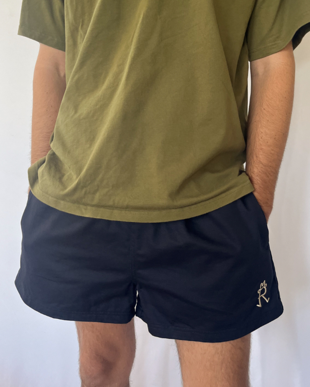 Navy Rugger Shorts with Zips