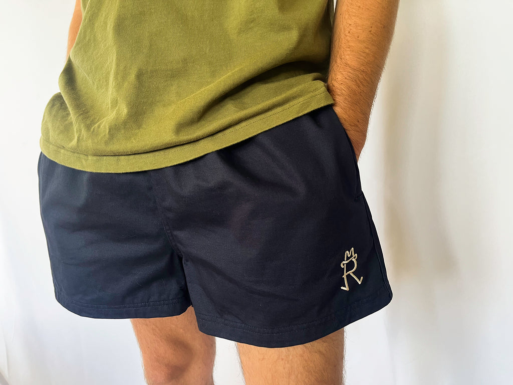 Navy Rugger Shorts with Zips