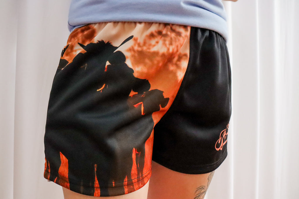 Sunset Cattle Footy Short with zips