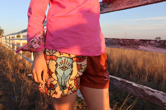 Cosmic Cow Shorts with zips