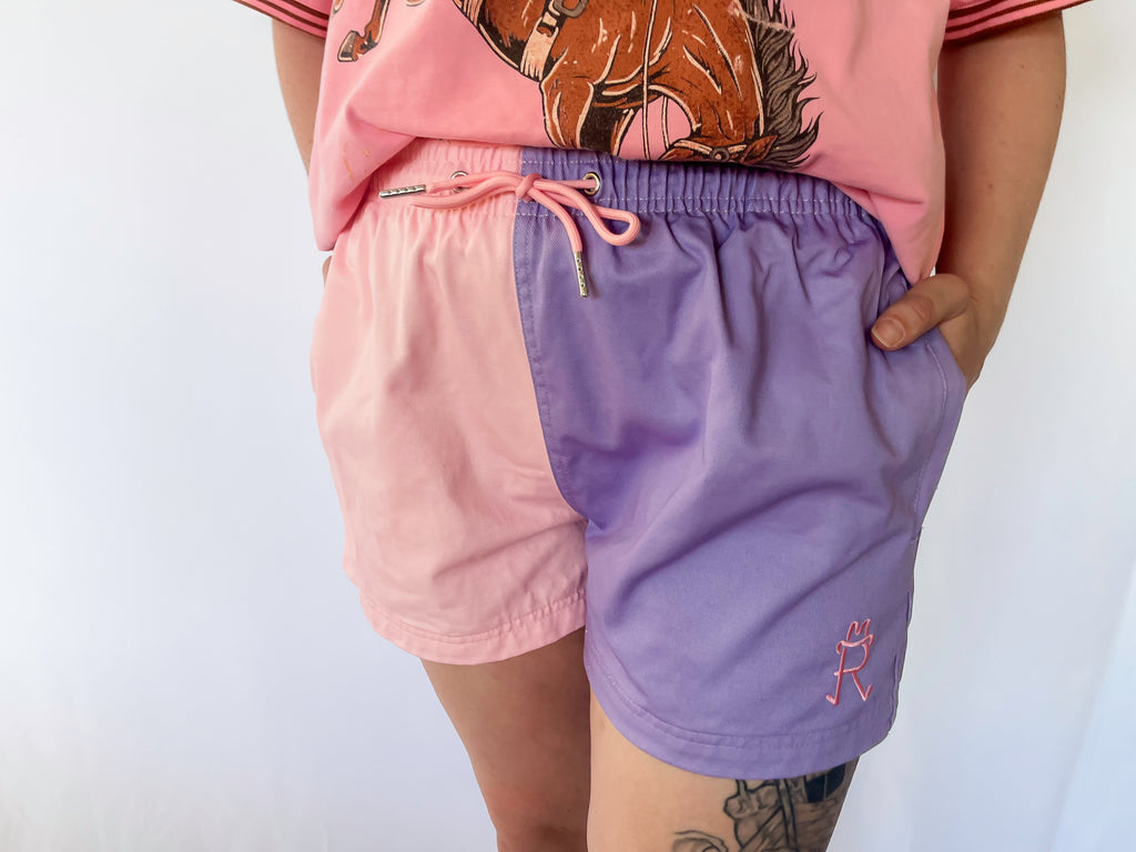 Pink Lilac Rugger Shorts with Zips