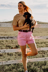 Pink Gingham Short