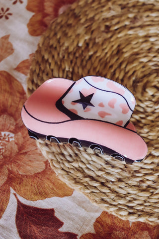 Cowgirl Hat Hair Claw - Pink